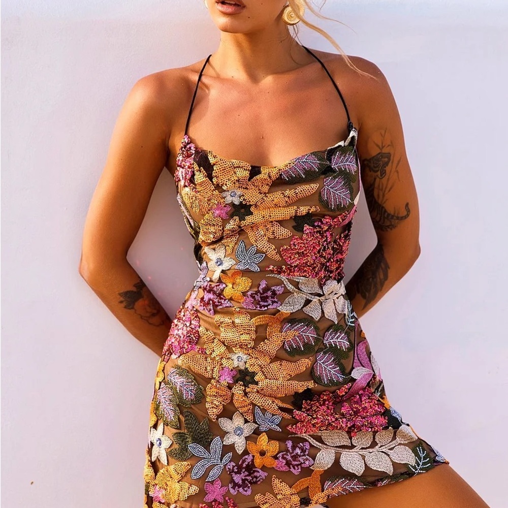 Floral Embroidered Mini Dress